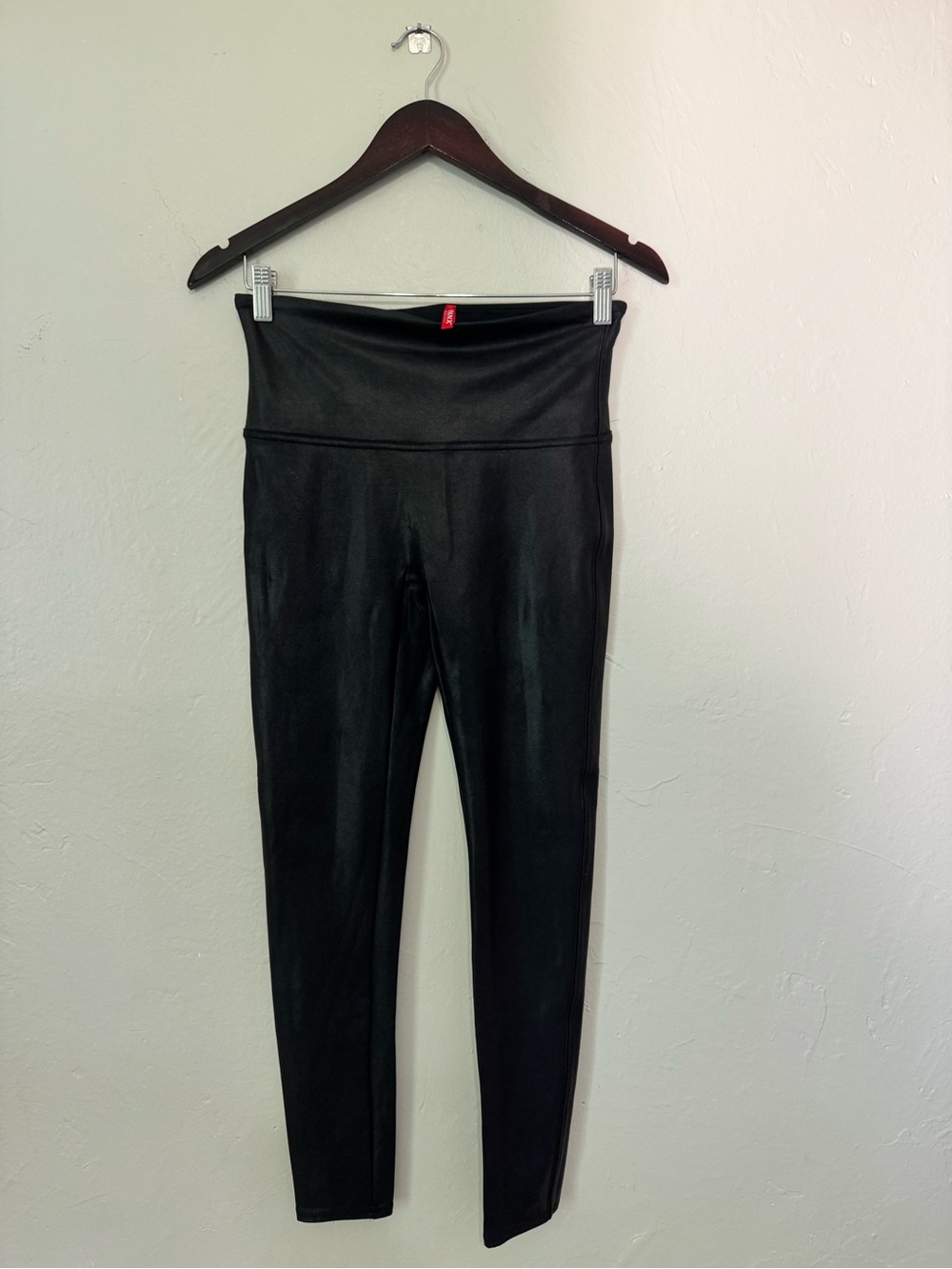 Spanx Faux‎ Leather Leggings Black High Rise Shaping Skinny Women's Large